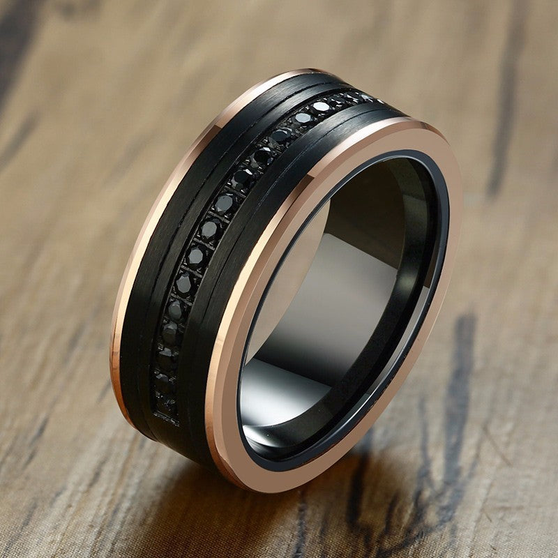 Tungsten Rings Two Tone Luxury Black